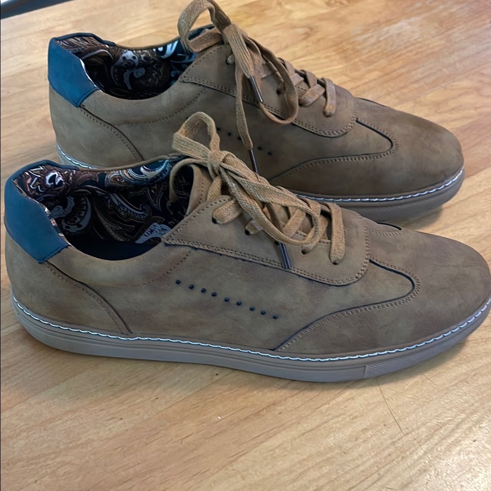 Zoksove Men’s Brown leather retro sneakers